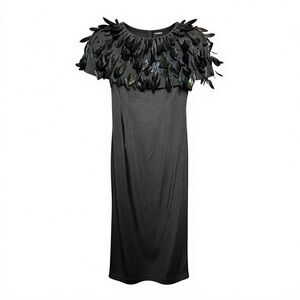 Mac Duggal Formal Dress Black Embellished Midi Dress SZ 2 NWT Cocktail Evening